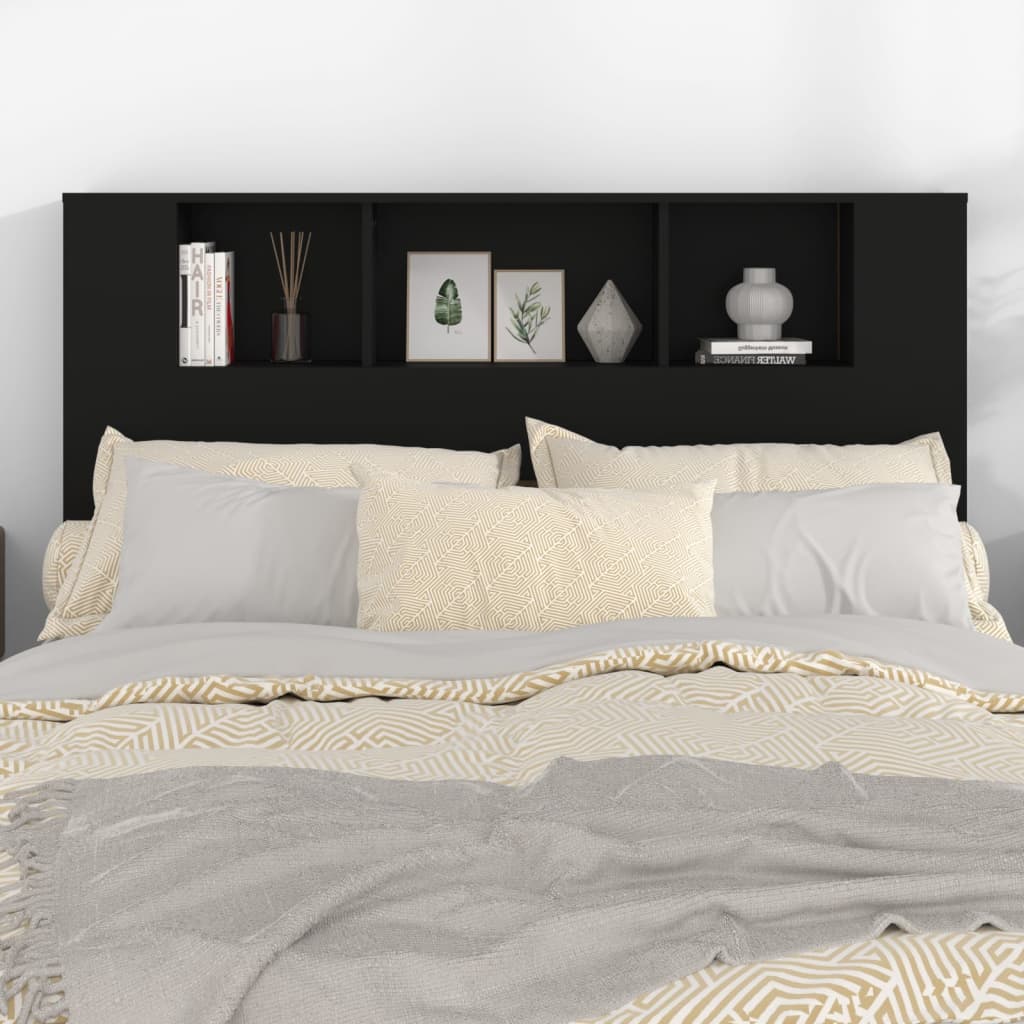 vidaXL Tăblie de pat cu dulap, negru, 140x18,5x104,5 cm
