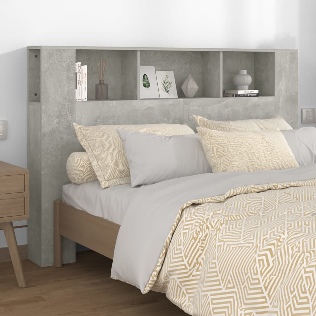 vidaXL Tăblie de pat cu dulap, gri beton, 160x18,5x104,5 cm vidaXL Tăblie de pat cu dulap, gri beton, 160x18,5x104,5 cm