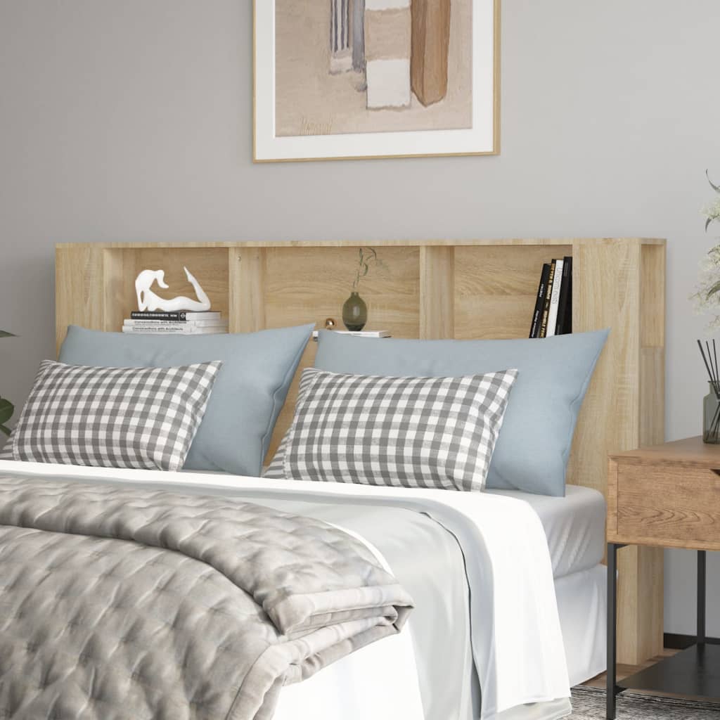 vidaXL Tăblie de pat cu dulap, stejar sonoma, 180x18,5x104,5 cm vidaXL Tăblie de pat cu dulap, stejar sonoma, 180x18,5x104,5 cm
