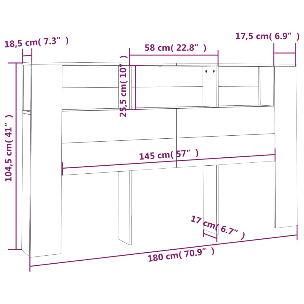 vidaXL Dulap tăblie, gri beton, 180x18,5x104,5 cm vidaXL Dulap tăblie, gri beton, 180x18,5x104,5 cm