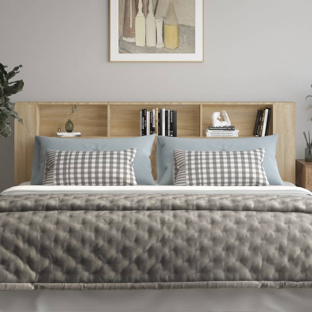vidaXL Tăblie de pat cu dulap, stejar sonoma, 220x18,5x104,5 cm