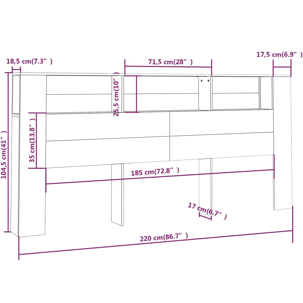 vidaXL Dulap tăblie, gri beton, 220x18,5x104,5 cm vidaXL Dulap tăblie, gri beton, 220x18,5x104,5 cm