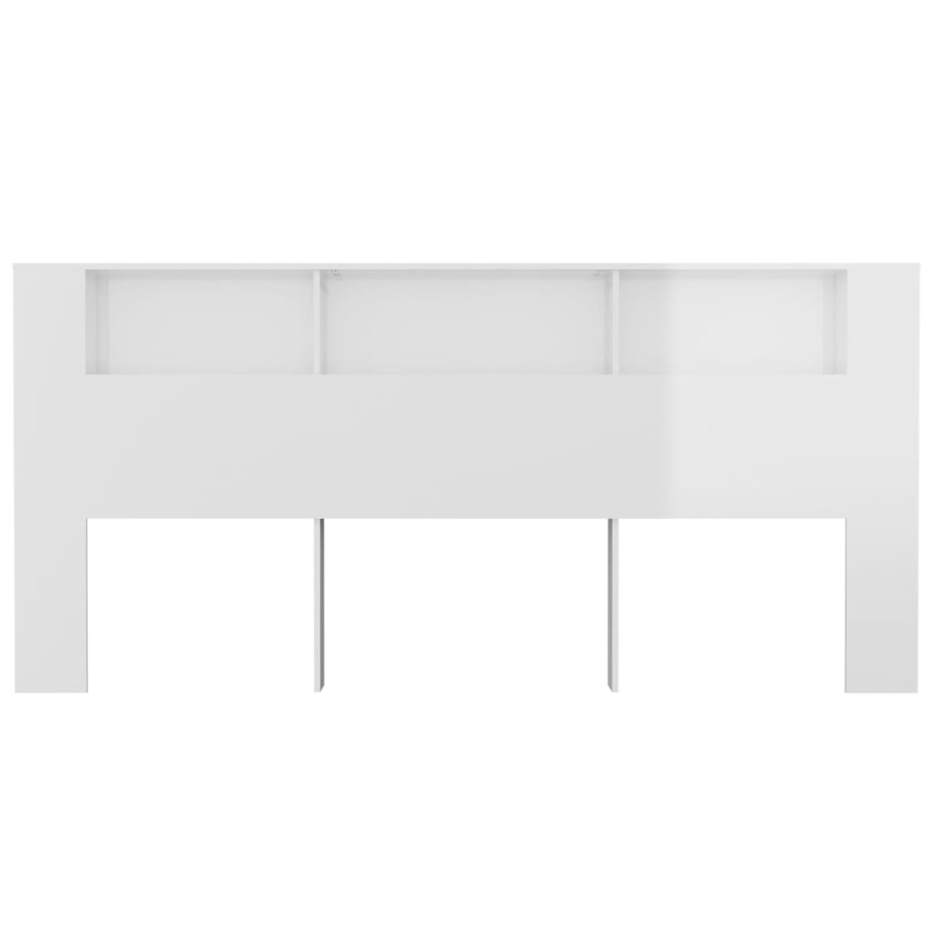 vidaXL Tăblie de pat cu dulap, alb extralucios, 220x18,5x104,5 cm vidaXL Tăblie de pat cu dulap, alb extralucios, 220x18,5x104,5 cm