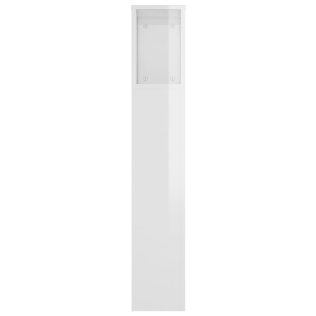vidaXL Tăblie de pat cu dulap, alb extralucios, 220x18,5x104,5 cm vidaXL Tăblie de pat cu dulap, alb extralucios, 220x18,5x104,5 cm