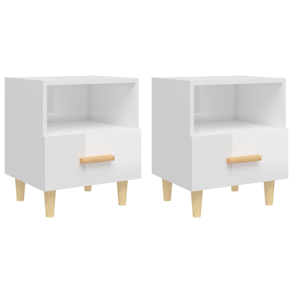 vidaXL Noptiere, 2 buc., alb extralucios, 40x35x47 cm vidaXL Noptiere, 2 buc., alb extralucios, 40x35x47 cm