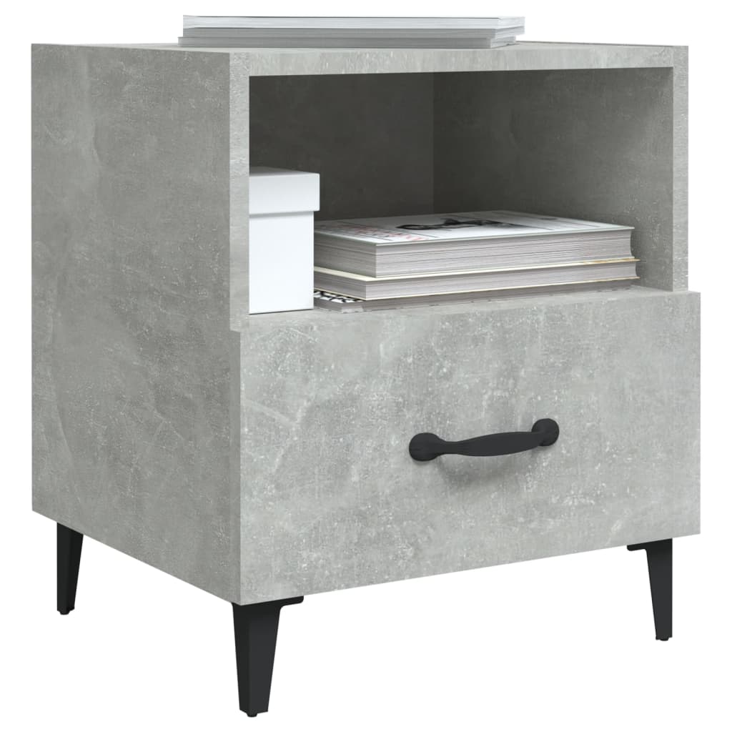 vidaXL Noptiere, 2 buc., gri beton, lemn prelucrat vidaXL Noptiere, 2 buc., gri beton, lemn prelucrat