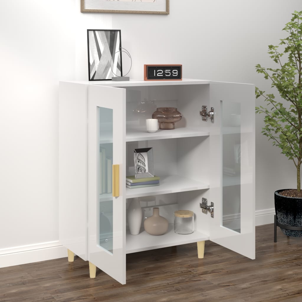vidaXL Dulap, alb extralucios, 69,5x34x90 cm, lemn compozit