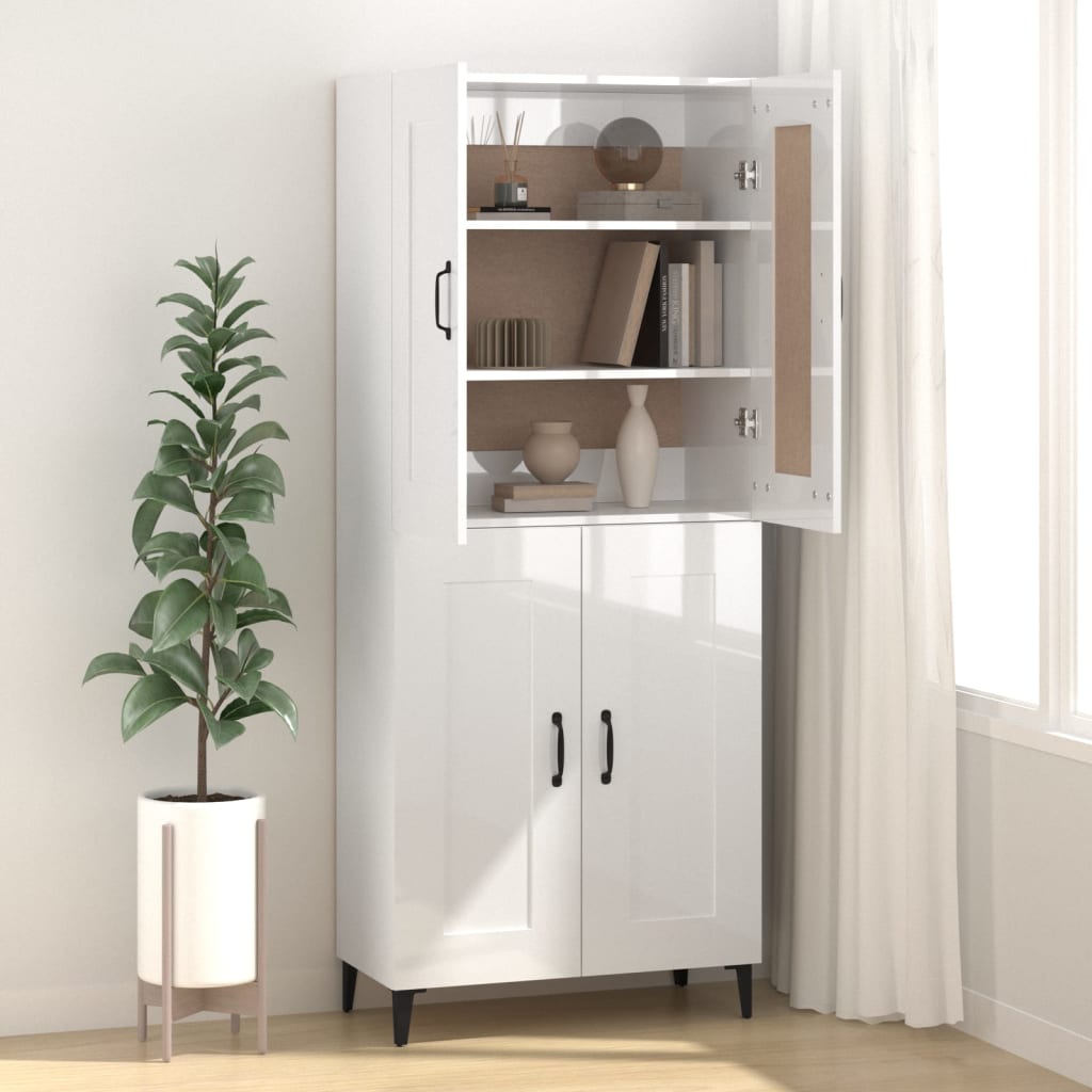 vidaXL Dulap, alb extralucios, 69,5x34x90 cm, lemn compozit