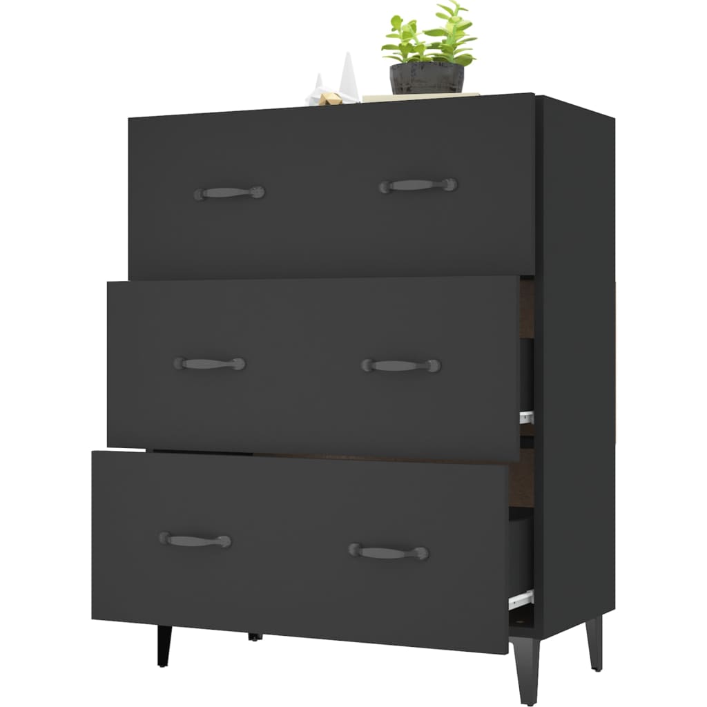 vidaXL Dulap, negru, 69,5x34x90 cm, lemn compozit