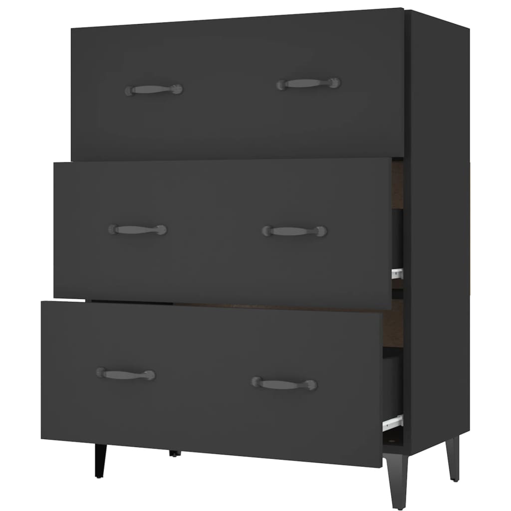 vidaXL Dulap, negru, 69,5x34x90 cm, lemn compozit