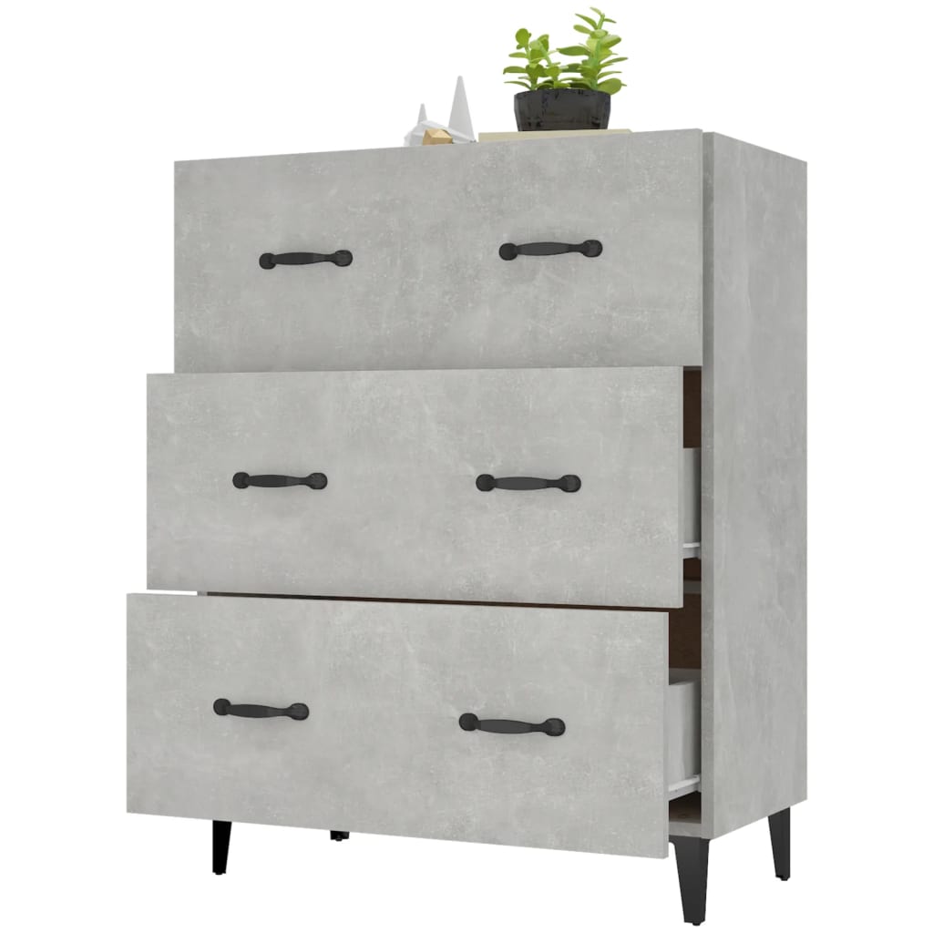 vidaXL Dulap, gri beton, 69,5x34x90 cm, lemn compozit