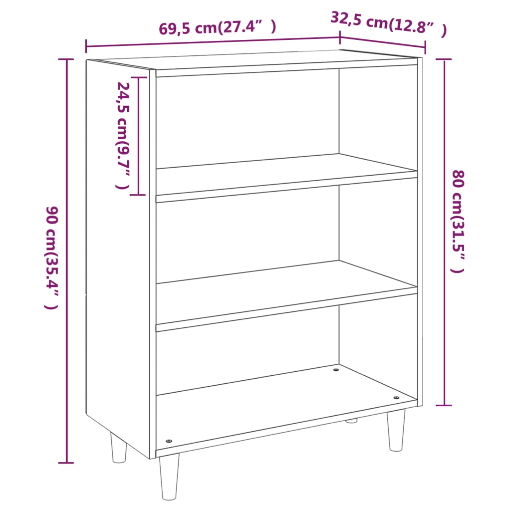 vidaXL Servantă, stejar sonoma, 69,5x32,5x90 cm, lemn prelucrat