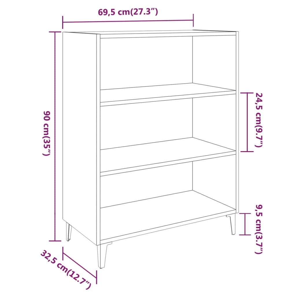 vidaXL Servantă, stejar sonoma, 69,5x32,5x90 cm, lemn prelucrat