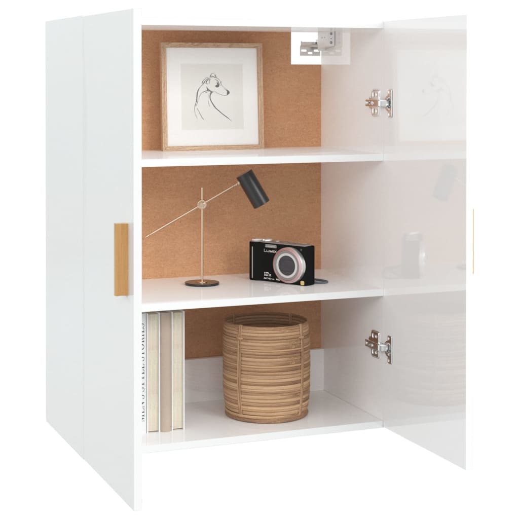vidaXL Dulap de perete suspendat, alb extralucios, 69,5x34x90 cm