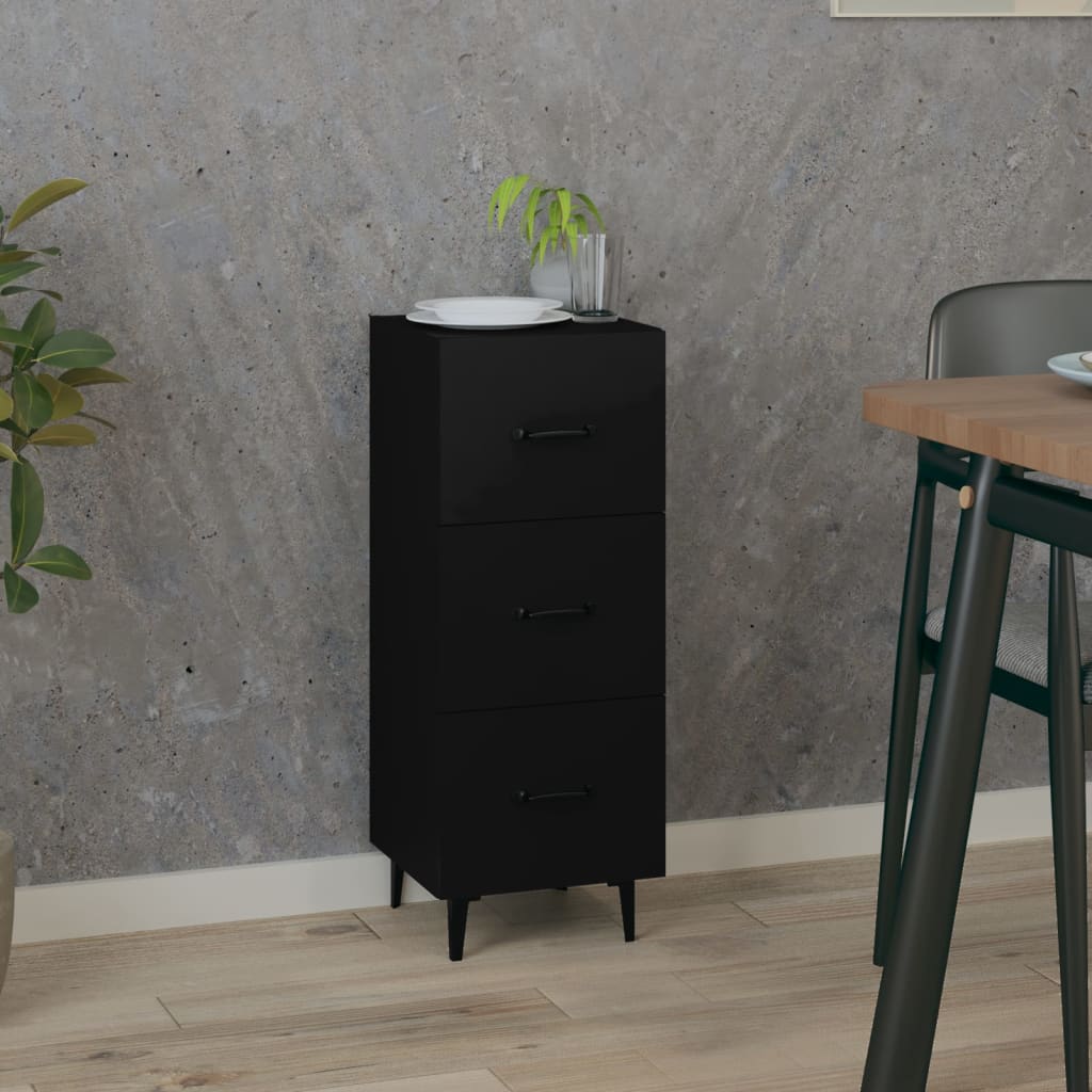 vidaXL Servantă, negru, 34,5x34x90 cm, lemn compozit vidaXL Servantă, negru, 34,5x34x90 cm, lemn compozit