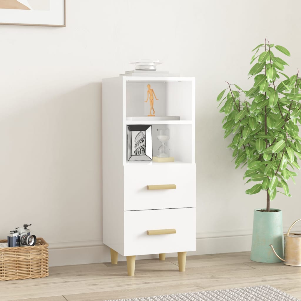 vidaXL Servantă, alb extralucios, 34,5x34x90 cm, lemn compozit vidaXL Servantă, alb extralucios, 34,5x34x90 cm, lemn compozit