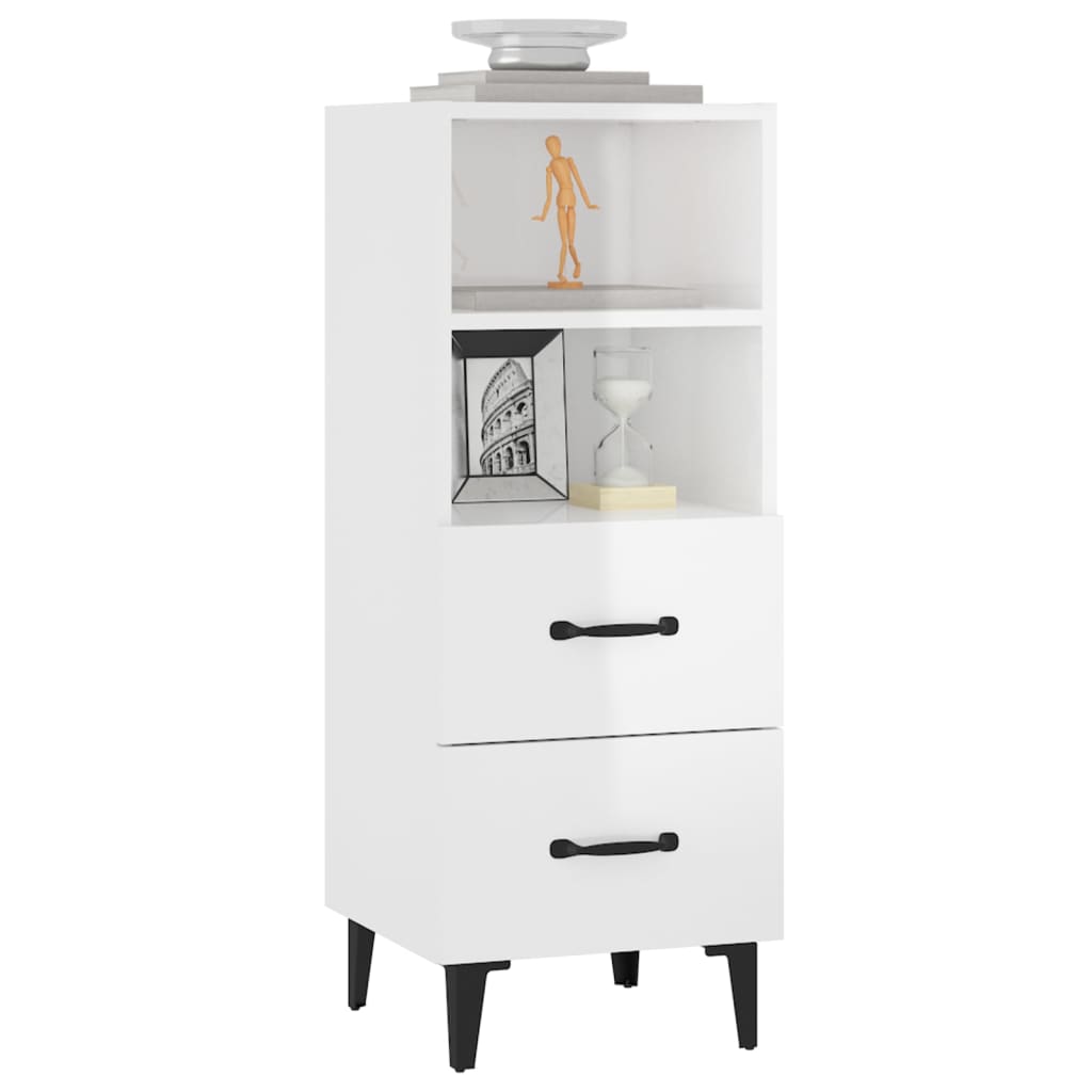 vidaXL Servantă, alb extralucios, 34,5x34x90 cm, lemn prelucrat vidaXL Servantă, alb extralucios, 34,5x34x90 cm, lemn prelucrat
