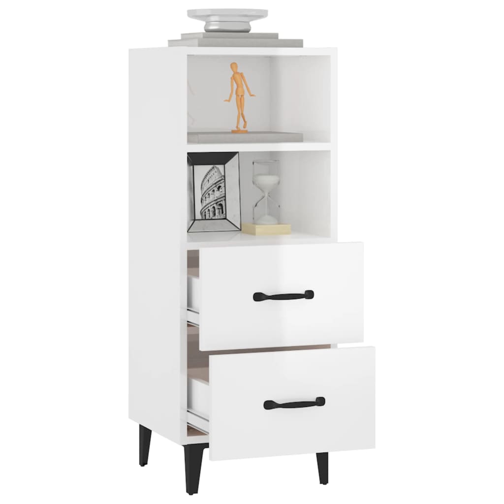 vidaXL Servantă, alb extralucios, 34,5x34x90 cm, lemn prelucrat vidaXL Servantă, alb extralucios, 34,5x34x90 cm, lemn prelucrat