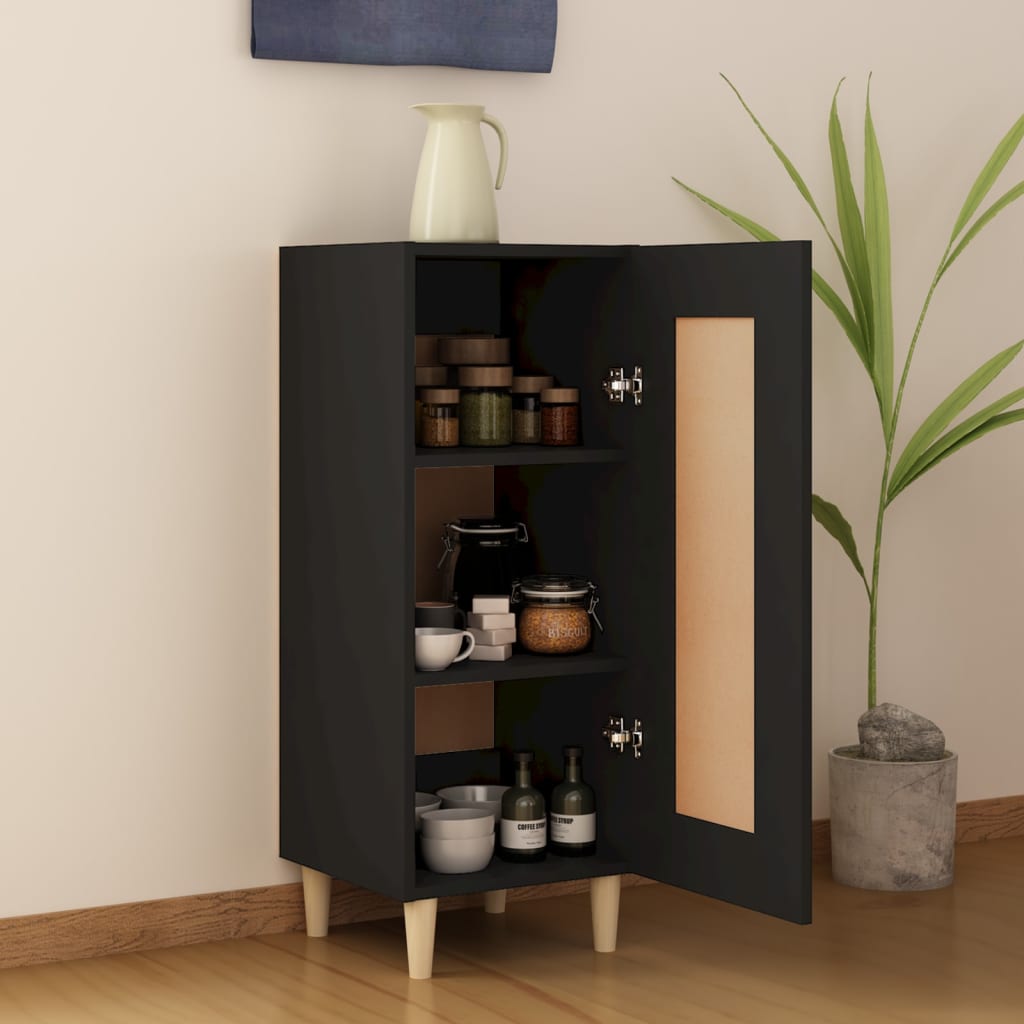 vidaXL Servantă, negru, 34,5x34x90 cm, lemn compozit