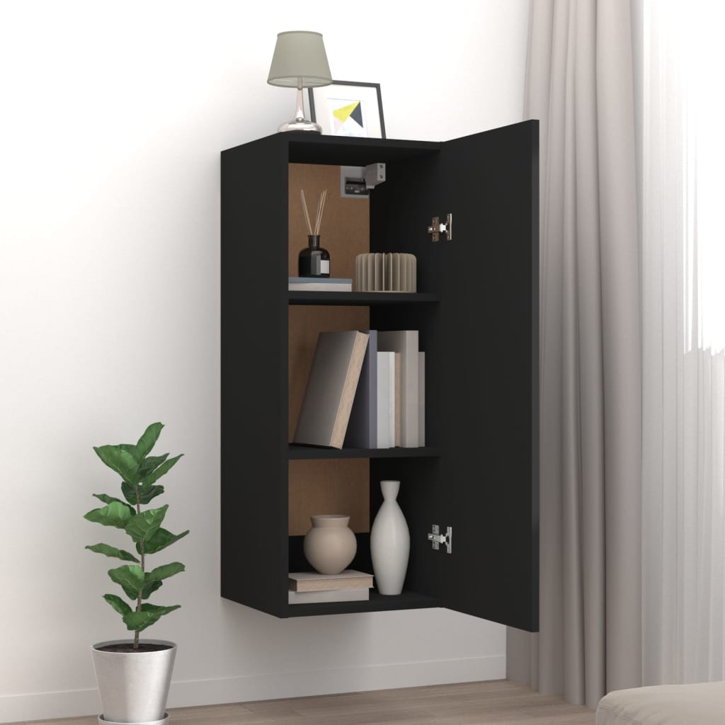 vidaXL Dulap de perete, negru, 34,5x34x90 cm, lemn compozit vidaXL Dulap de perete, negru, 34,5x34x90 cm, lemn compozit
