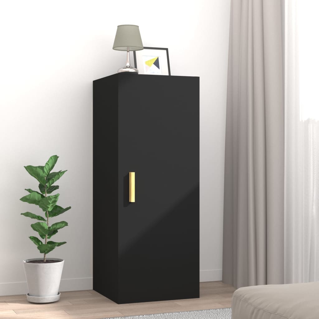 vidaXL Dulap de perete, negru, 34,5x34x90 cm, lemn compozit vidaXL Dulap de perete, negru, 34,5x34x90 cm, lemn compozit