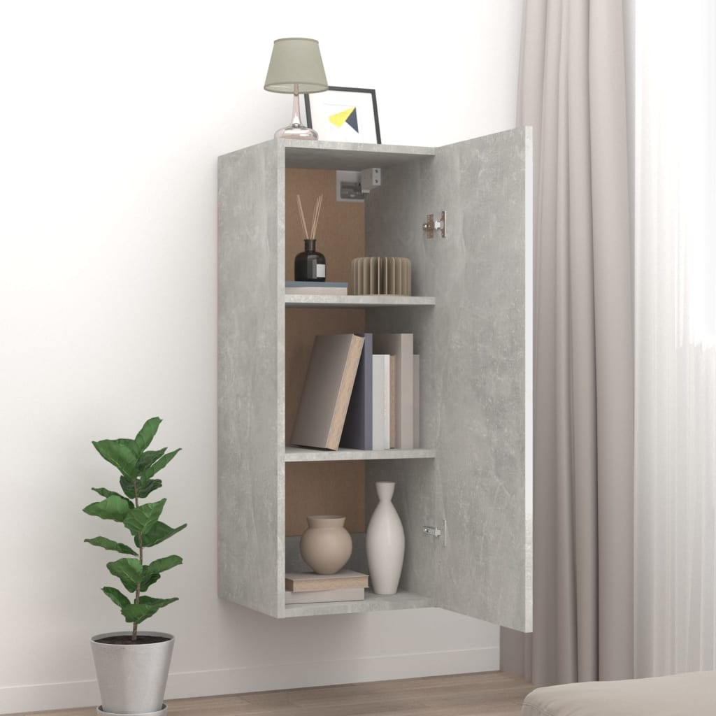 vidaXL Dulap de perete, gri beton, 34,5x34x90 cm, lemn compozit