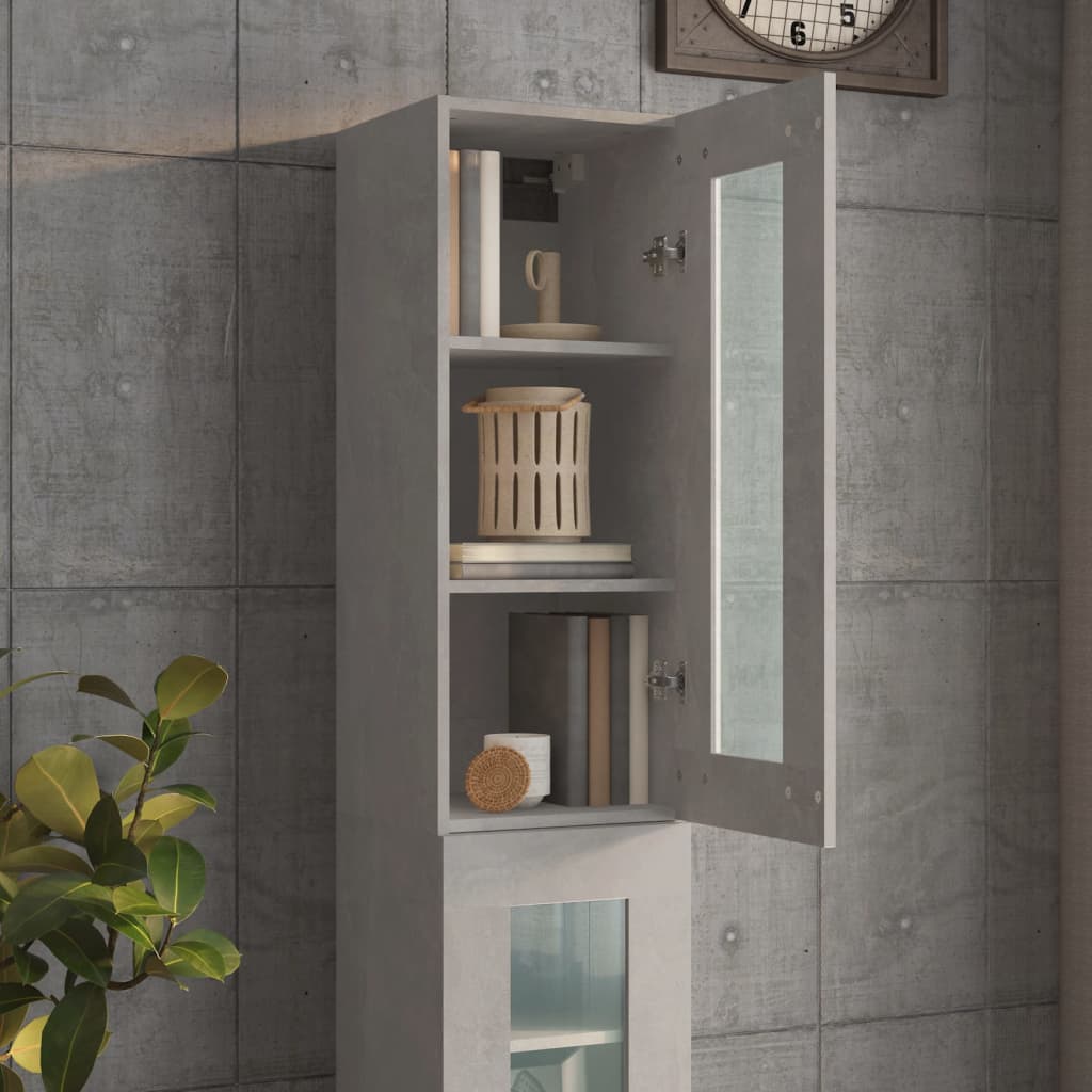 vidaXL Dulap de perete suspendat, gri beton, 34,5x34x90 cm