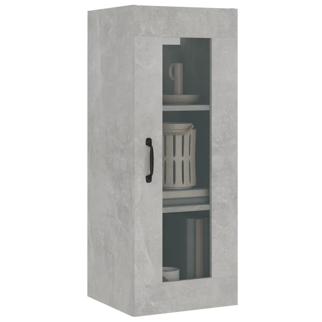 vidaXL Dulap de perete suspendat, gri beton, 34,5x34x90 cm