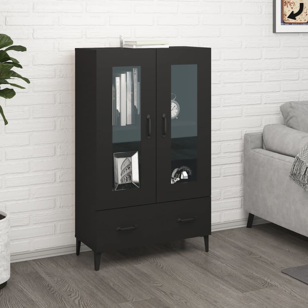 vidaXL Dulap înalt, negru, 70x31x115 cm, lemn compozit