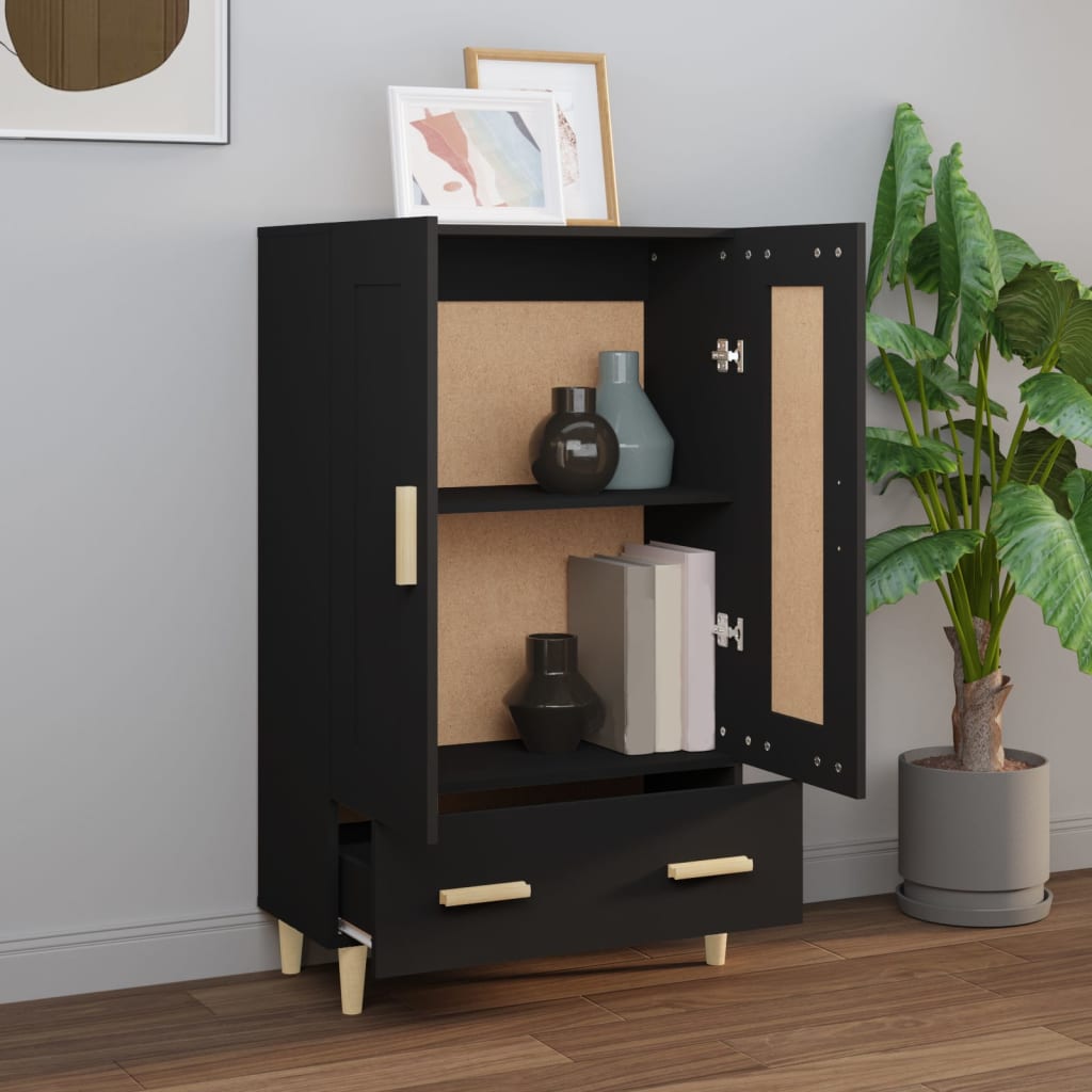 vidaXL Dulap înalt, negru, 70x31x115 cm, lemn compozit
