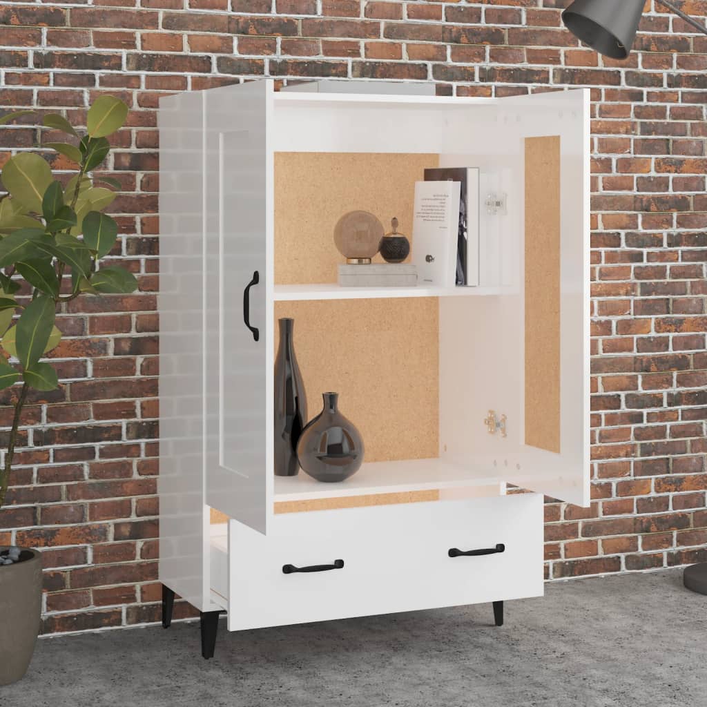 vidaXL Dulap înalt, alb extralucios, 70x31x115 cm, lemn prelucrat vidaXL Dulap înalt, alb extralucios, 70x31x115 cm, lemn prelucrat
