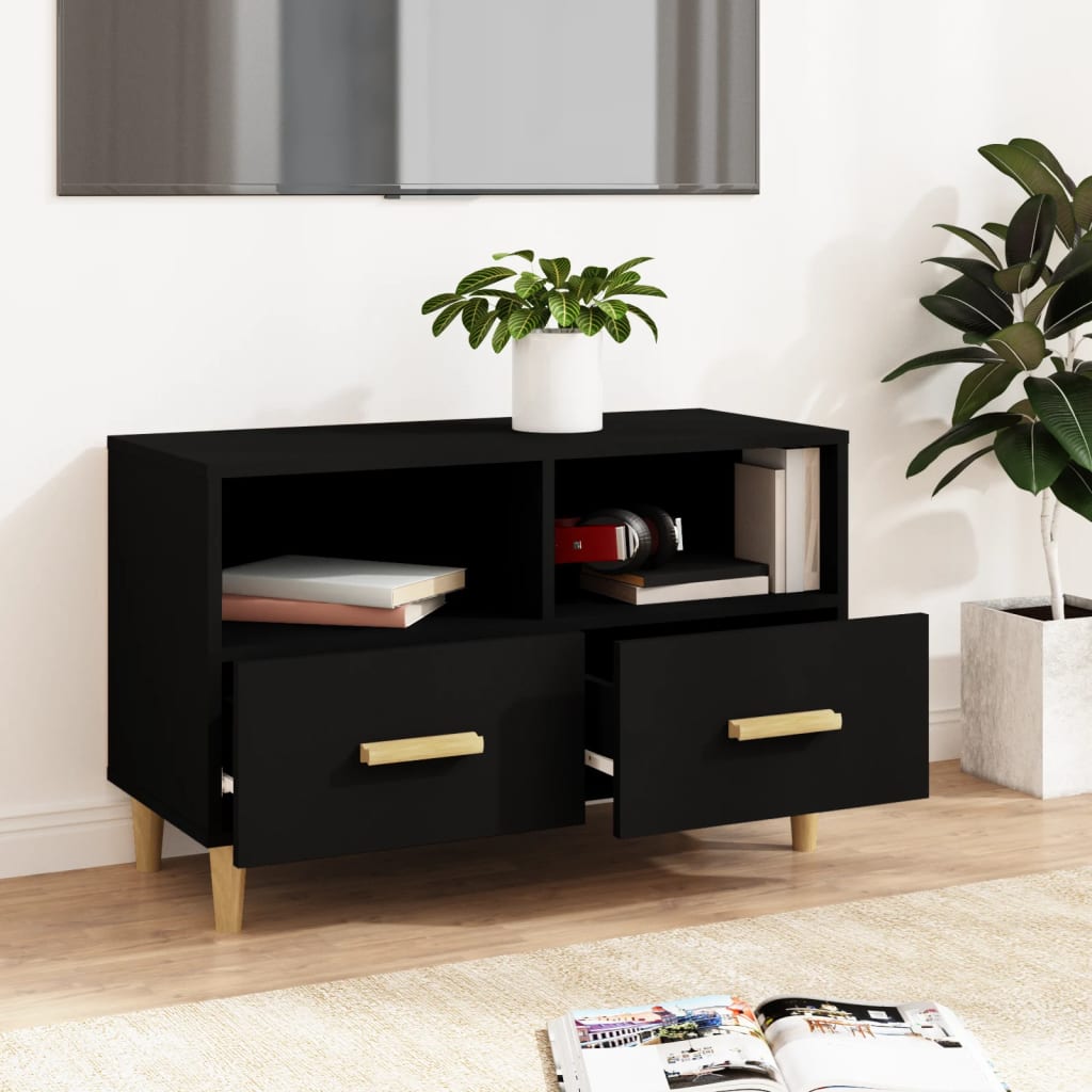 vidaXL Comodă TV, negru, 80x36x50 cm, lemn prelucrat