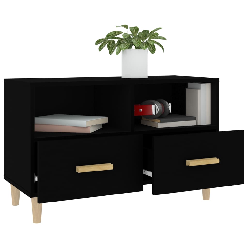 vidaXL Comodă TV, negru, 80x36x50 cm, lemn prelucrat