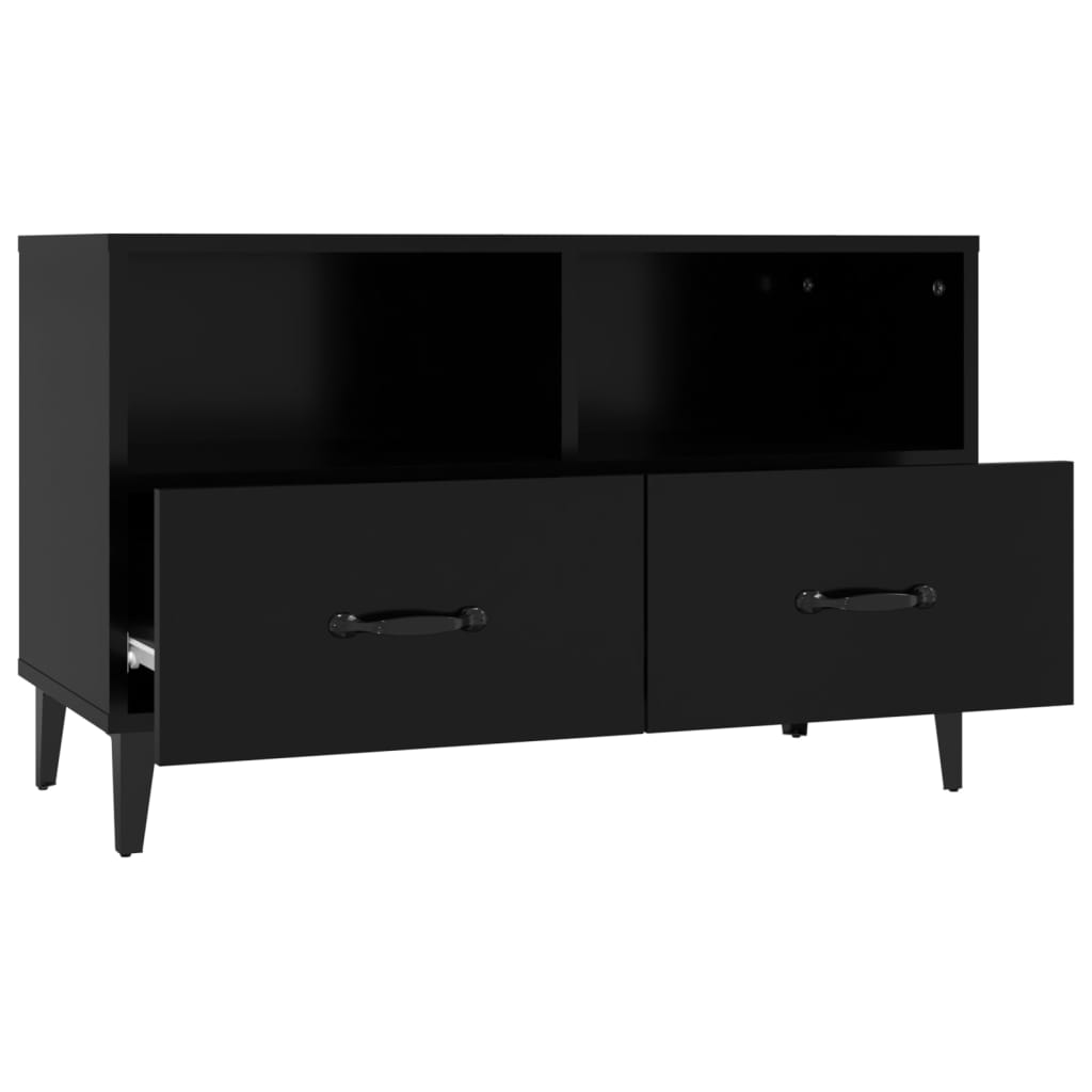 vidaXL Comodă TV, negru, 80x36x50 cm, lemn prelucrat