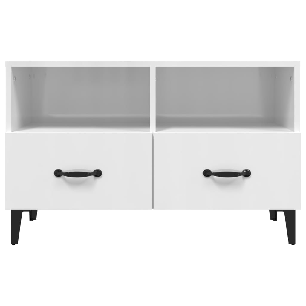 vidaXL Comodă TV, alb extralucios, 80x36x50 cm, lemn prelucrat vidaXL Comodă TV, alb extralucios, 80x36x50 cm, lemn prelucrat