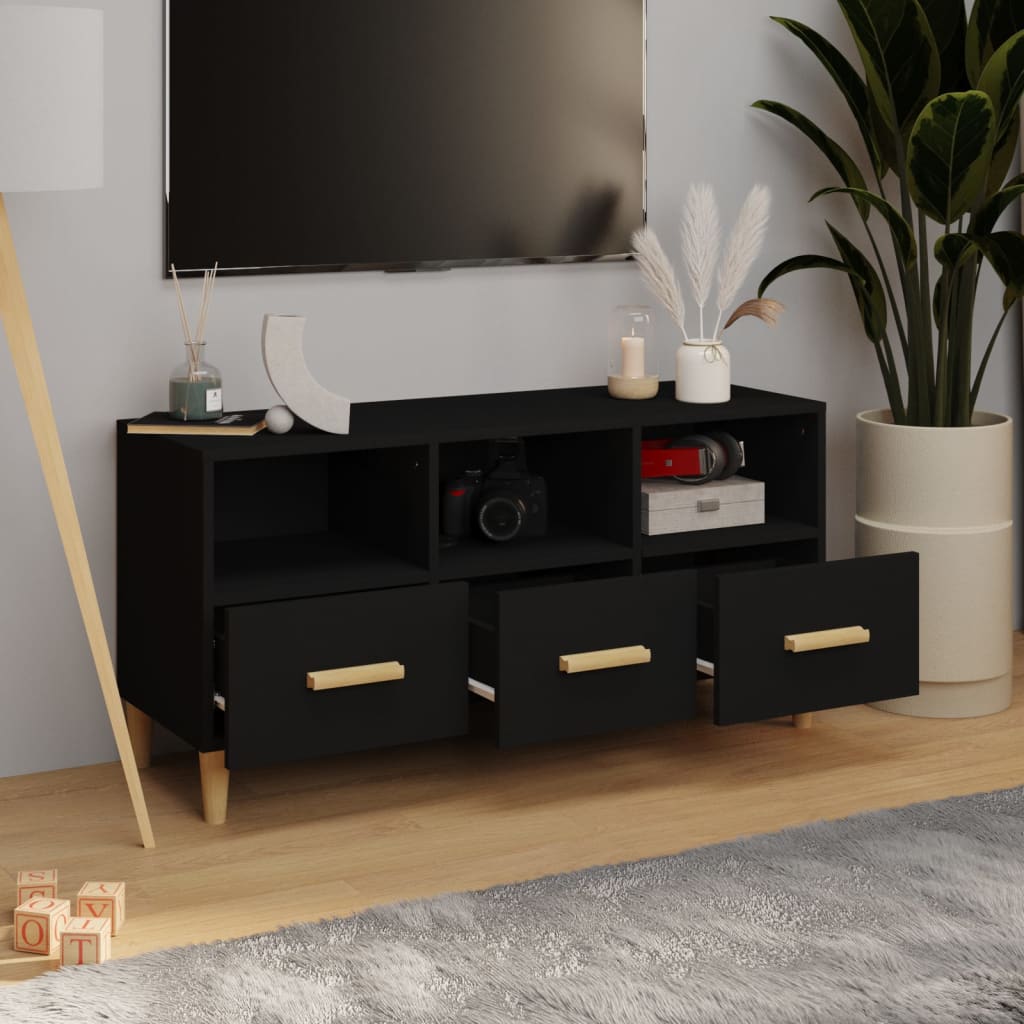 vidaXL Comodă TV, negru, 102x36x50 cm, lemn compozit