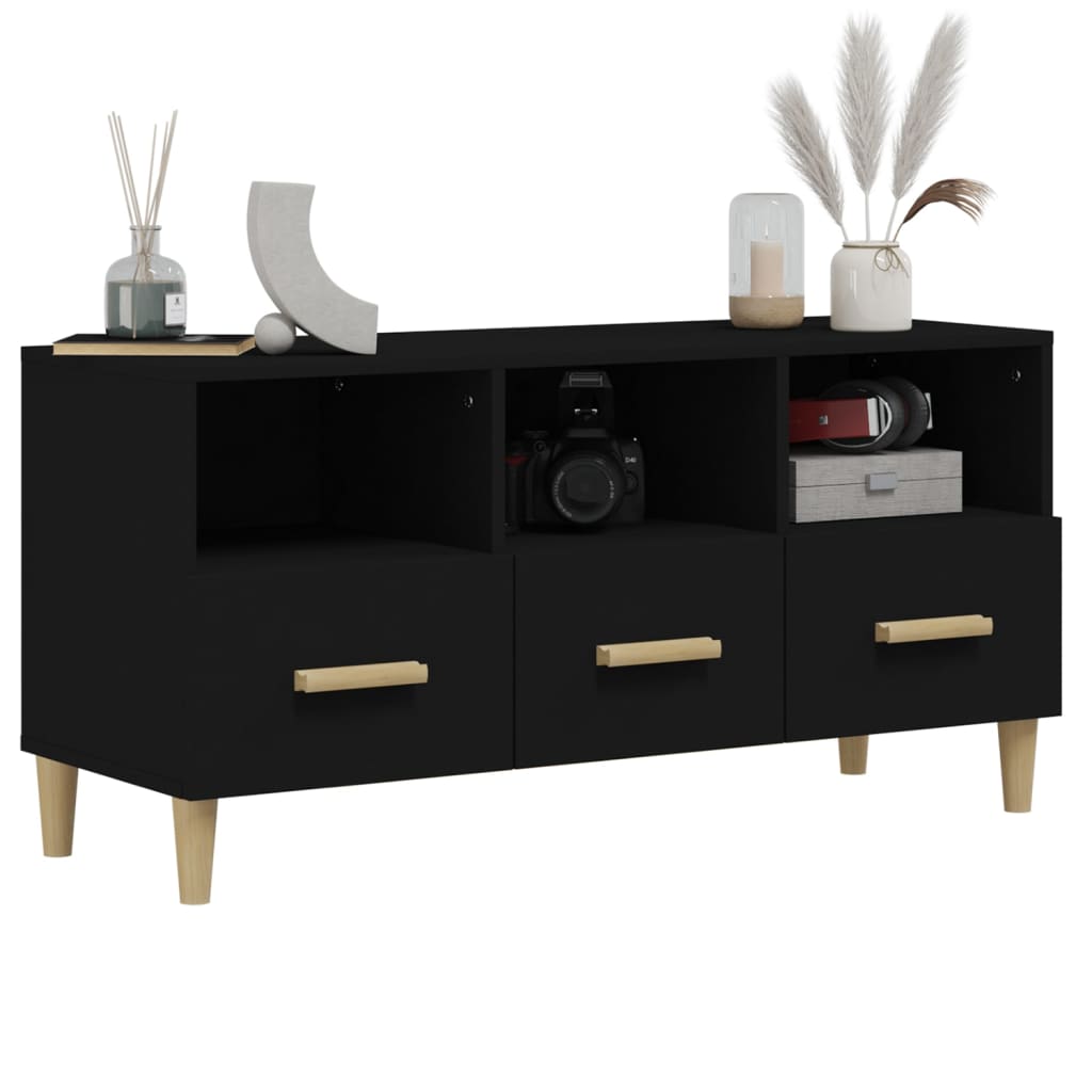 vidaXL Comodă TV, negru, 102x36x50 cm, lemn compozit