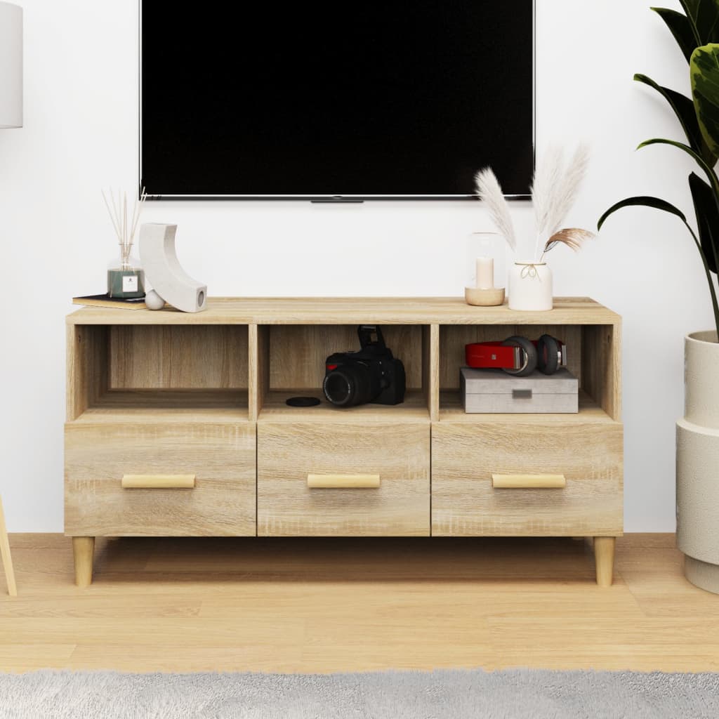 vidaXL Comodă TV, stejar sonoma, 102x36x50 cm, lemn compozit vidaXL Comodă TV, stejar sonoma, 102x36x50 cm, lemn compozit