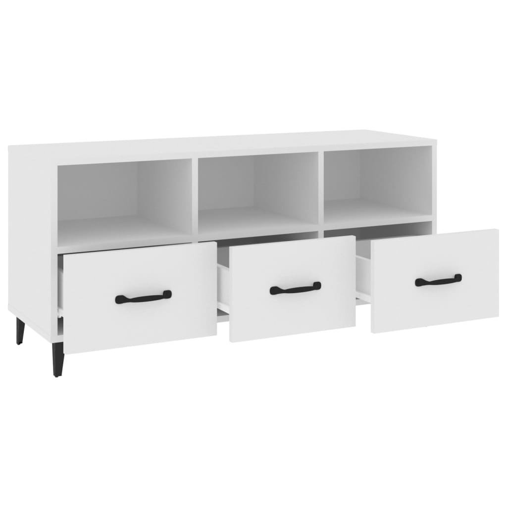 vidaXL Comodă TV, alb, 102x35x50 cm, lemn compozit