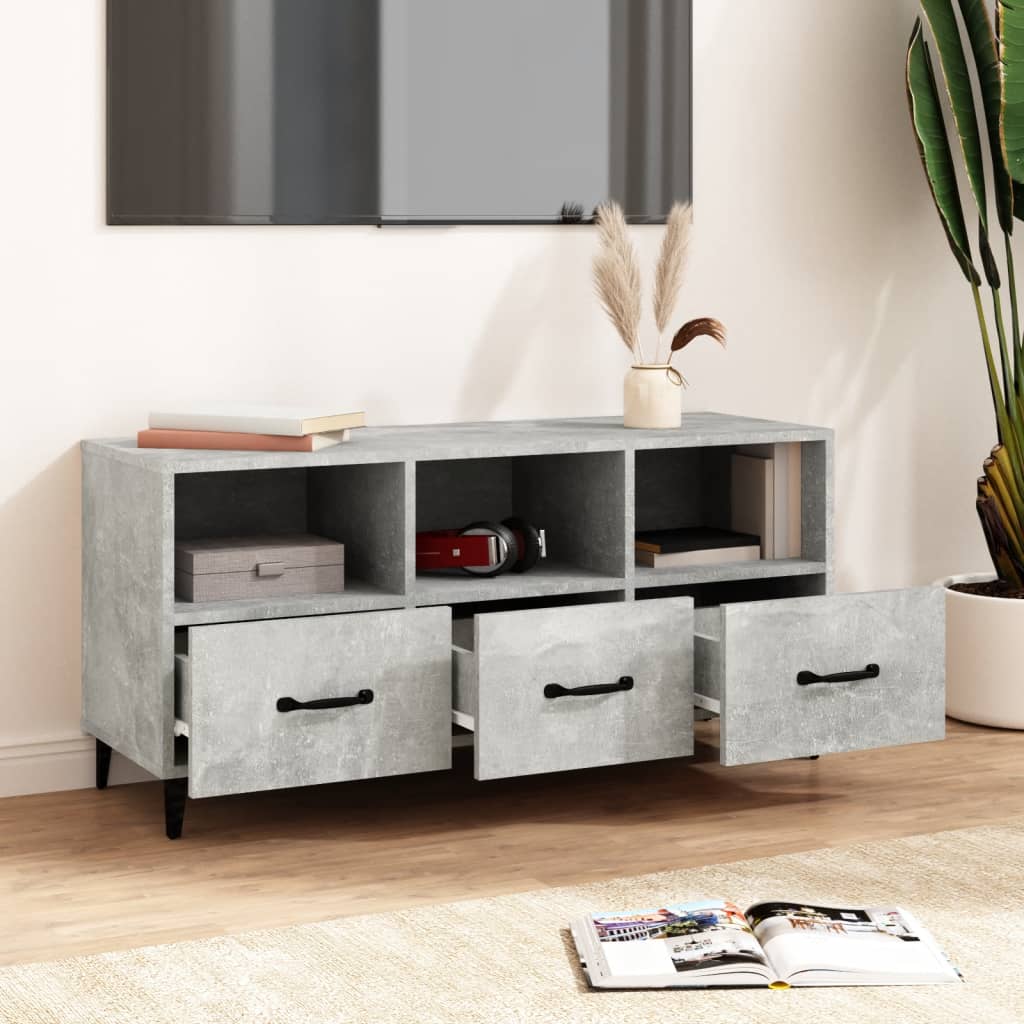 vidaXL Comodă TV, gri beton, 102x35x50 cm, lemn compozit vidaXL Comodă TV, gri beton, 102x35x50 cm, lemn compozit