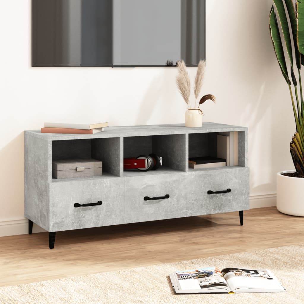 vidaXL Comodă TV, gri beton, 102x35x50 cm, lemn compozit vidaXL Comodă TV, gri beton, 102x35x50 cm, lemn compozit