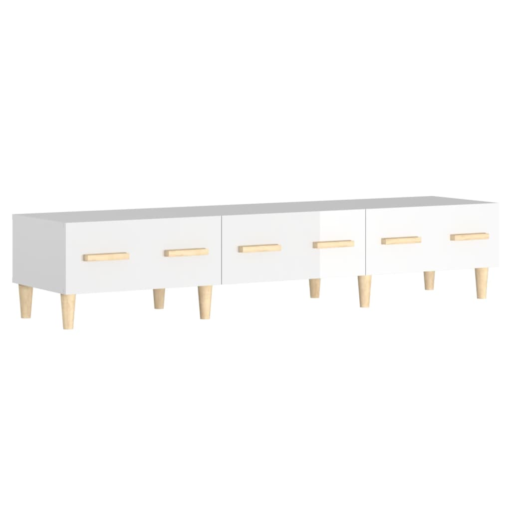 vidaXL Comodă TV, alb extralucios, 150x34,5x30 cm, lemn prelucrat