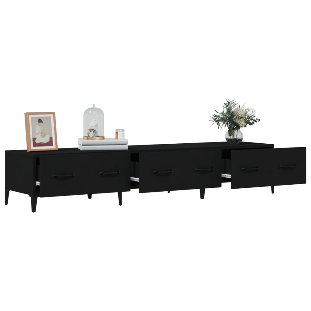 vidaXL Comodă TV, negru, 150x34,5x30 cm, lemn prelucrat
