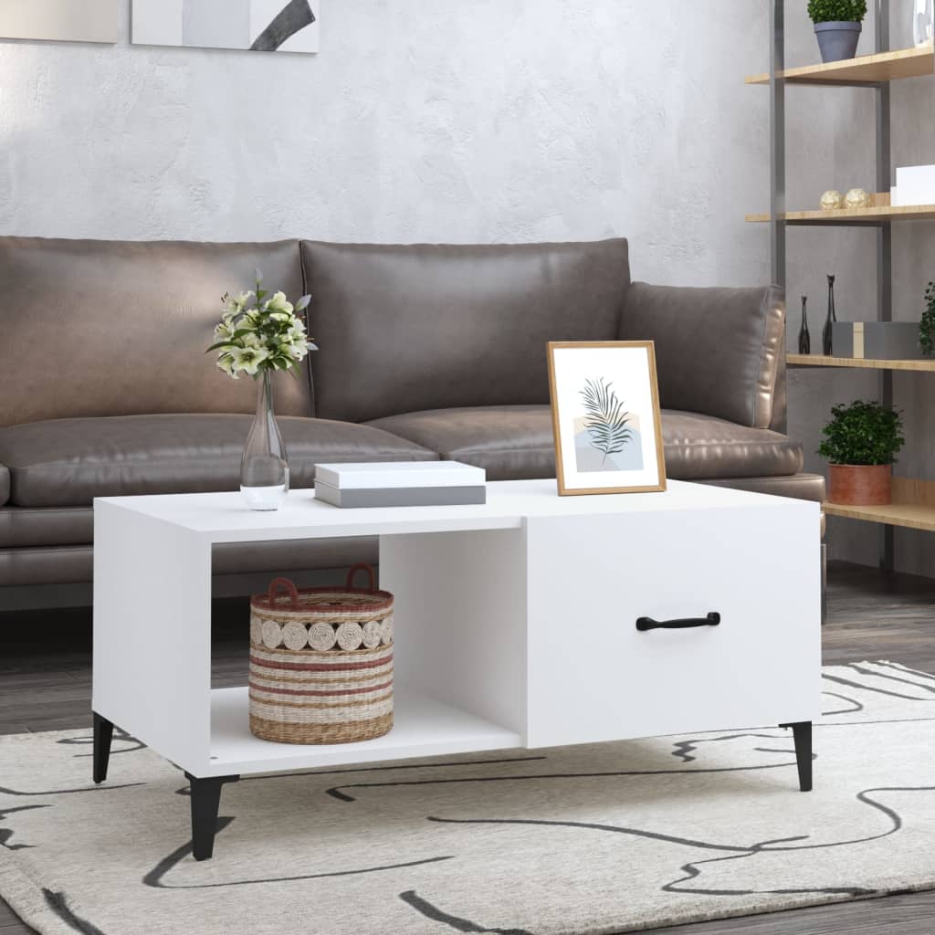 vidaXL Măsuță de cafea, alb, 90x50x40 cm, lemn prelucrat vidaXL Măsuță de cafea, alb, 90x50x40 cm, lemn prelucrat