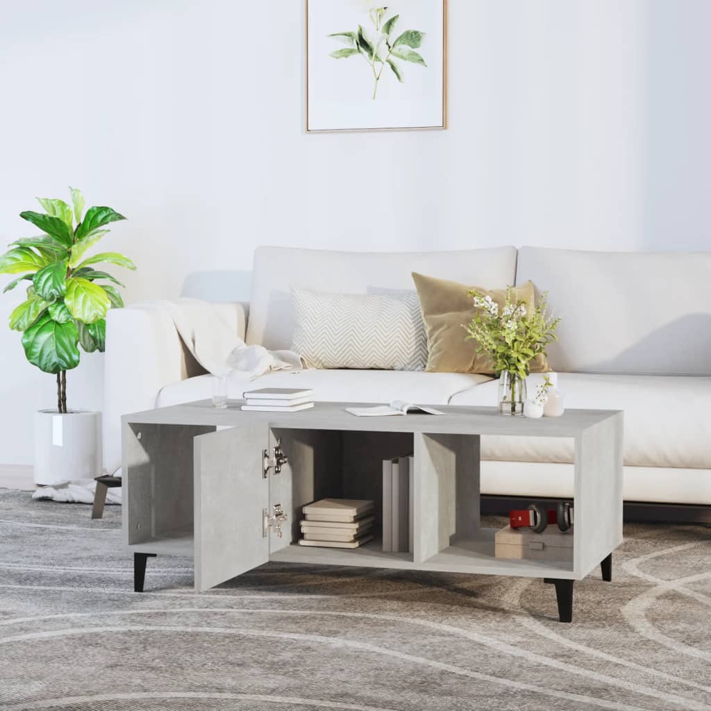 vidaXL Măsuță de cafea, gri beton, 102x50x40 cm, lemn prelucrat vidaXL Măsuță de cafea, gri beton, 102x50x40 cm, lemn prelucrat