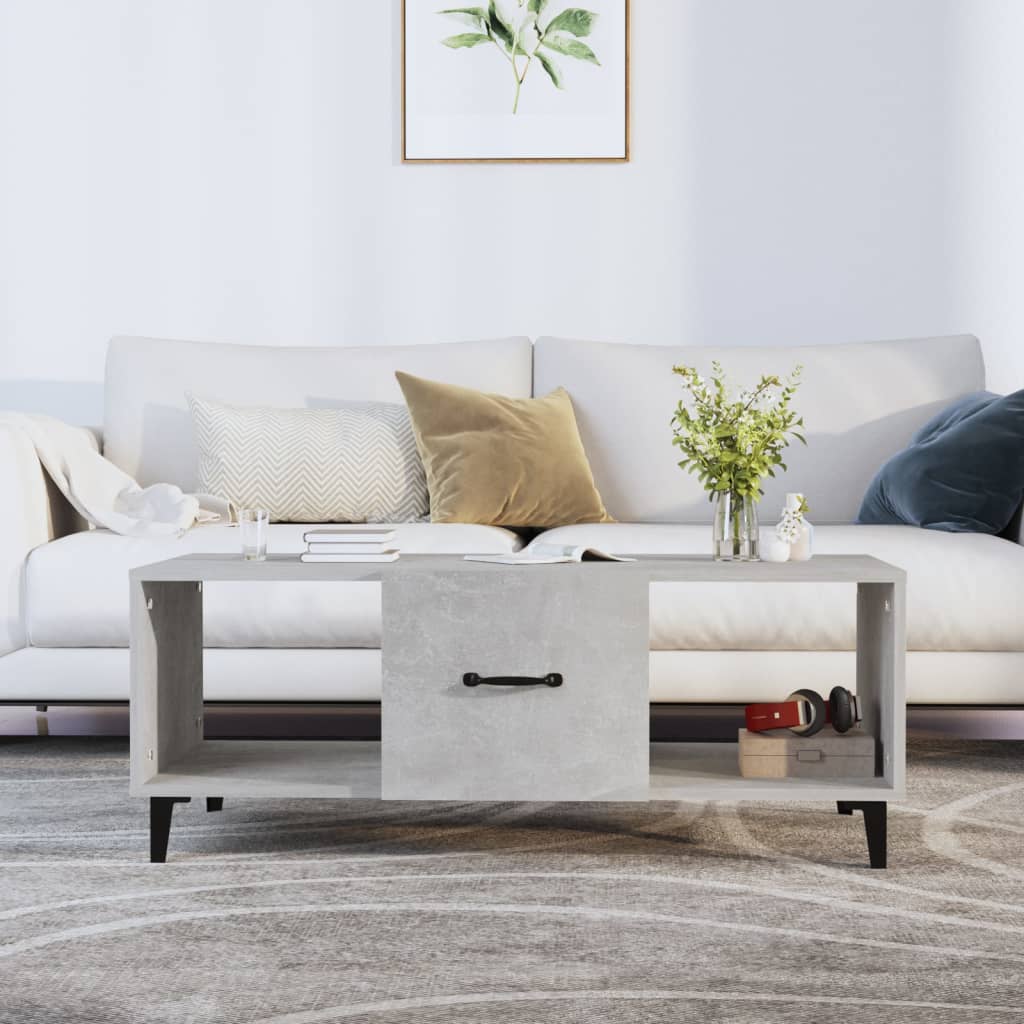 vidaXL Măsuță de cafea, gri beton, 102x50x40 cm, lemn prelucrat vidaXL Măsuță de cafea, gri beton, 102x50x40 cm, lemn prelucrat
