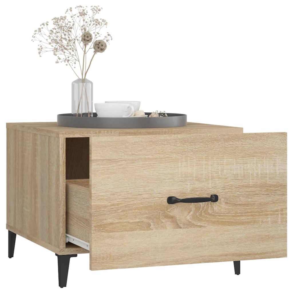 vidaXL Măsuță de cafea cu picioare metalice, stejar sonoma 50x50x40 cm