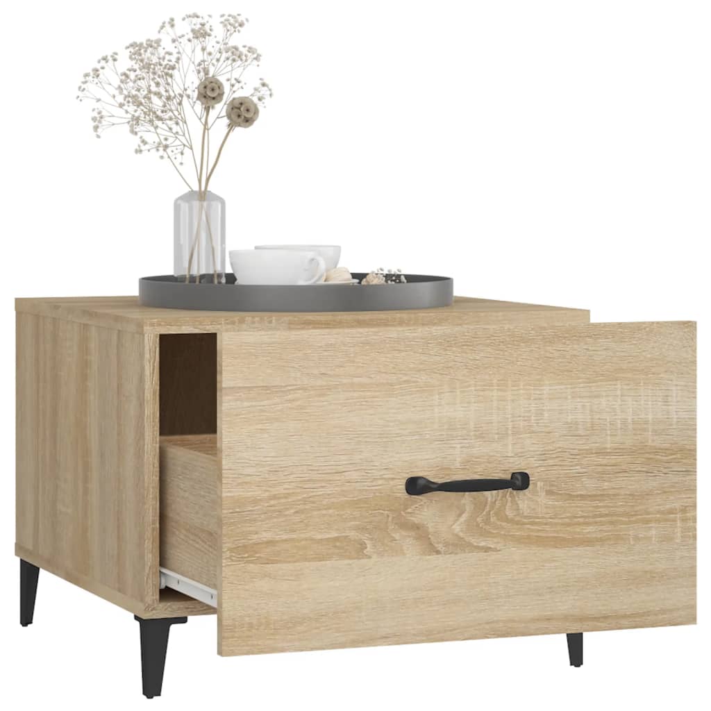 vidaXL Măsuțe cafea picioare metalice 2 buc. stejar sonoma 50x50x40 cm