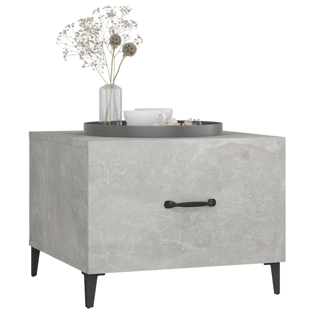 vidaXL Măsuță de cafea cu picioare metalice, gri beton, 50x50x40 cm vidaXL Măsuță de cafea cu picioare metalice, gri beton, 50x50x40 cm