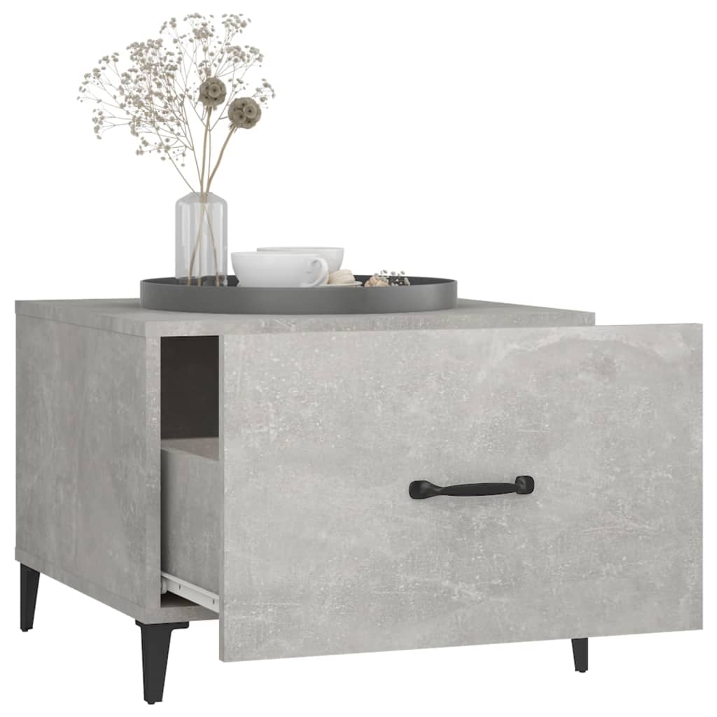 vidaXL Măsuță de cafea cu picioare metalice, gri beton, 50x50x40 cm vidaXL Măsuță de cafea cu picioare metalice, gri beton, 50x50x40 cm